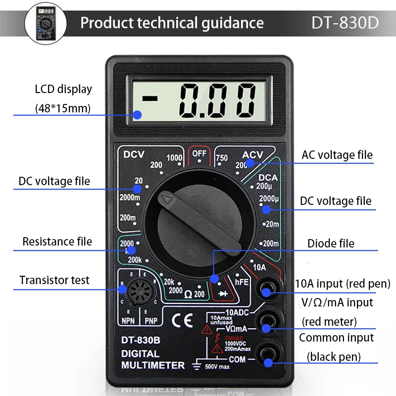 A830L DT-830B ЖК-цифровой вольтметр Омметр Амперметр мультиметр DC AC Вольт-диод Freguency мульти тест er Вольт Тест er тестовый ток