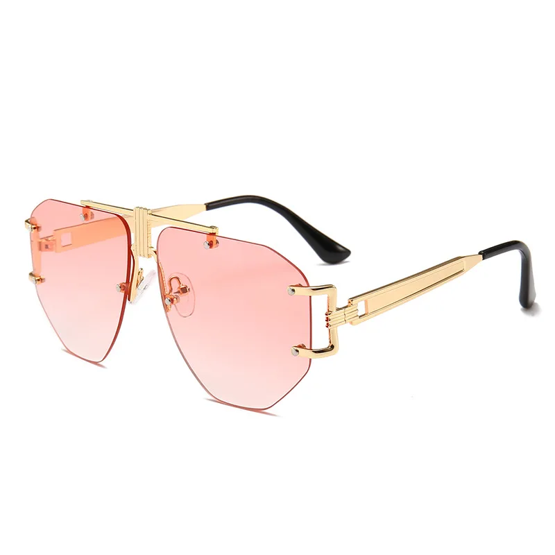 ALOZ MICC, негабаритные солнцезащитные очки без оправы для женщин, новинка, фирменный дизайн, винтажные Квадратные Солнцезащитные очки, мужские нестандартные очки UV400 Q650 - Цвет линз: Clear Pink