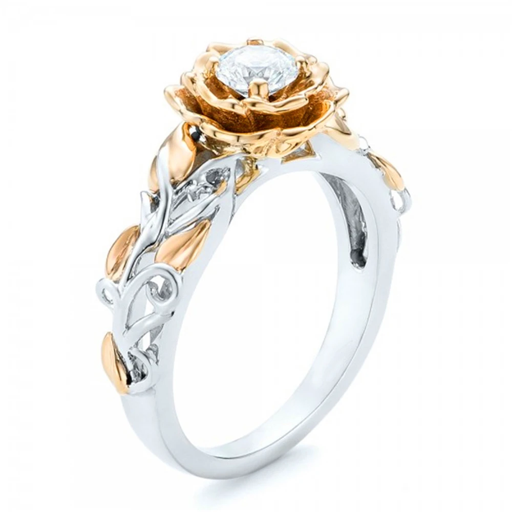 

Lady elegance temperament double layer flower modelling zircon ring, gorgeous ornament is suitable for party engagement