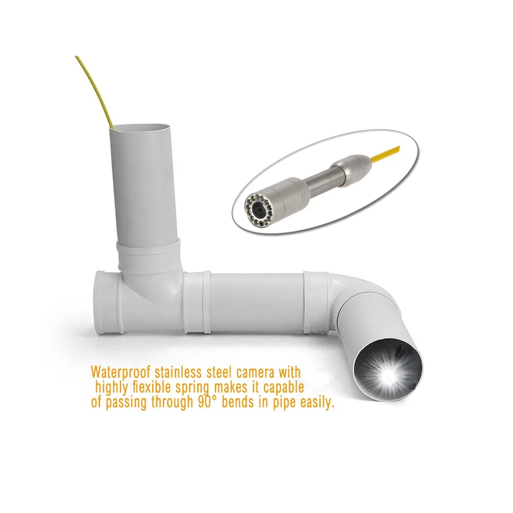 SYANSPAN 20/50/100M Pipe Inspection Video Camera, 8GB TF Card DVR IP68 Drain Sewer Pipeline Industrial Endoscope with 7