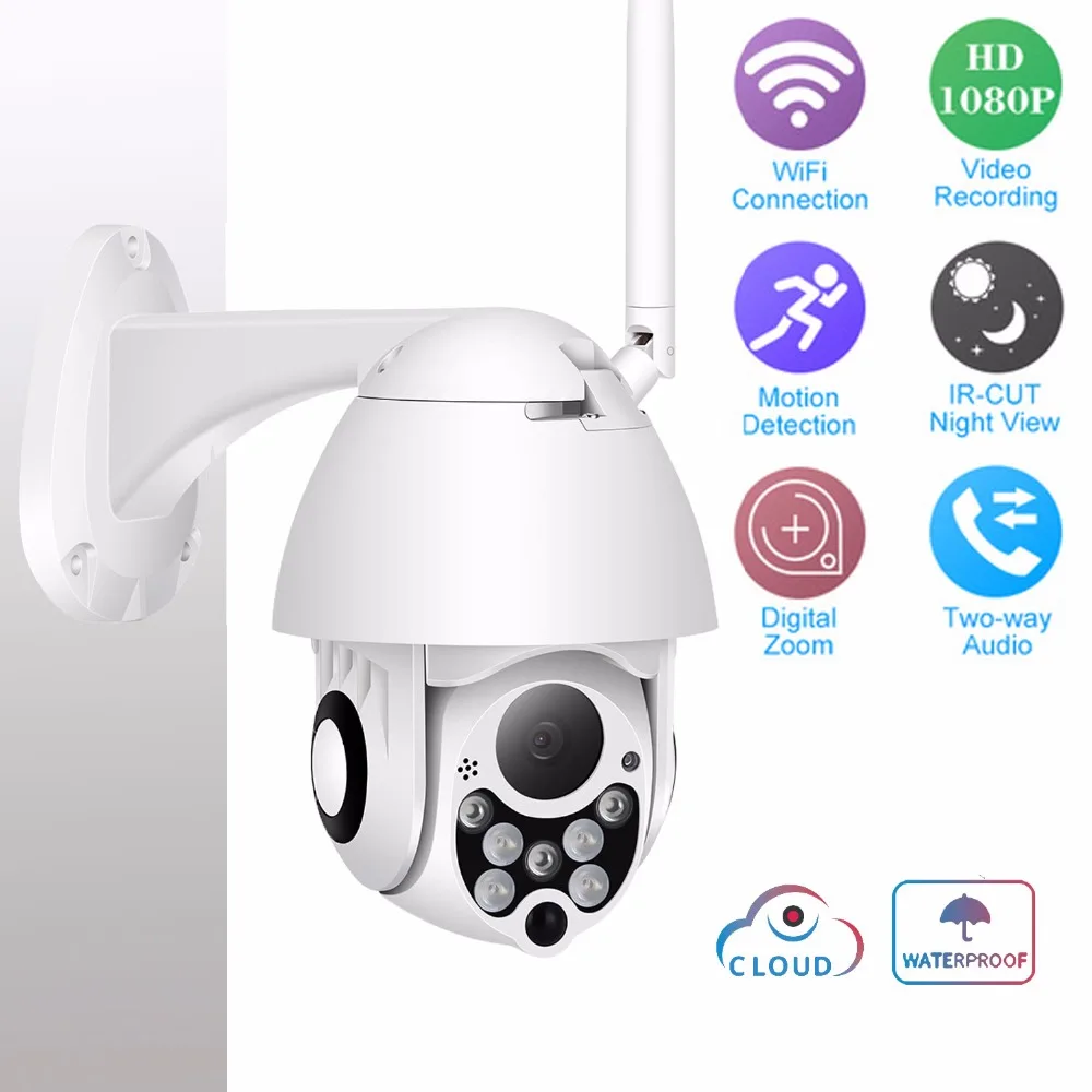 

TOMLOV IP Camera wifi outdoor speed dome 1080p PTZ Onvif Camera Pan Night vision cctv IR IP66 p2p video camaras de vigilancia