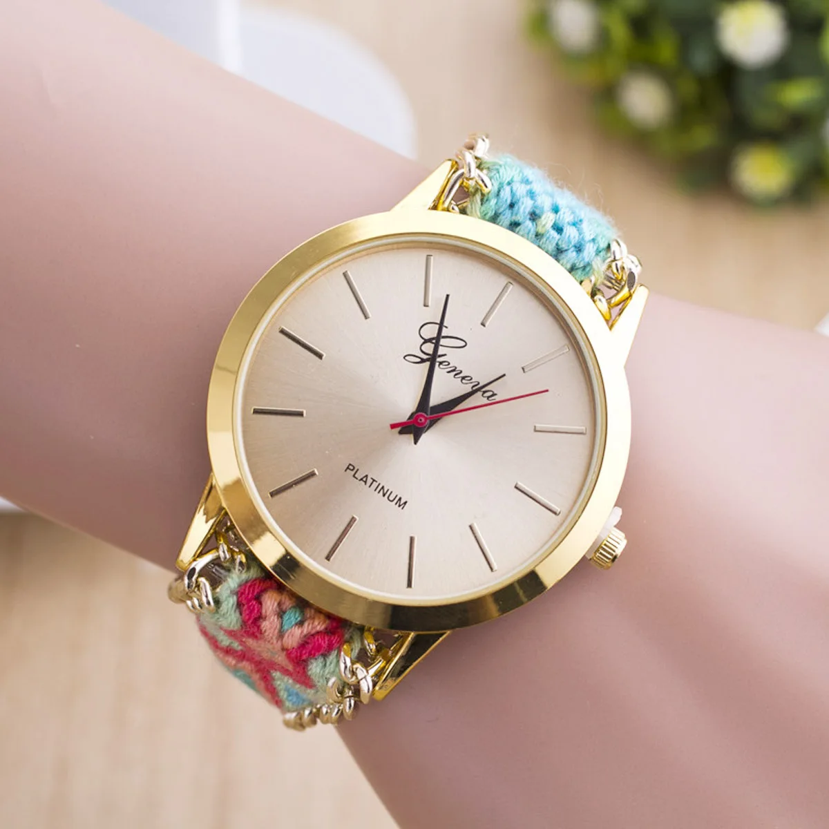Fashion Handmade Casual Geneva Quartz Women Girls Braided Colorful Friendship Bracelet Watch Relogio Feminino Gift Dress Watches