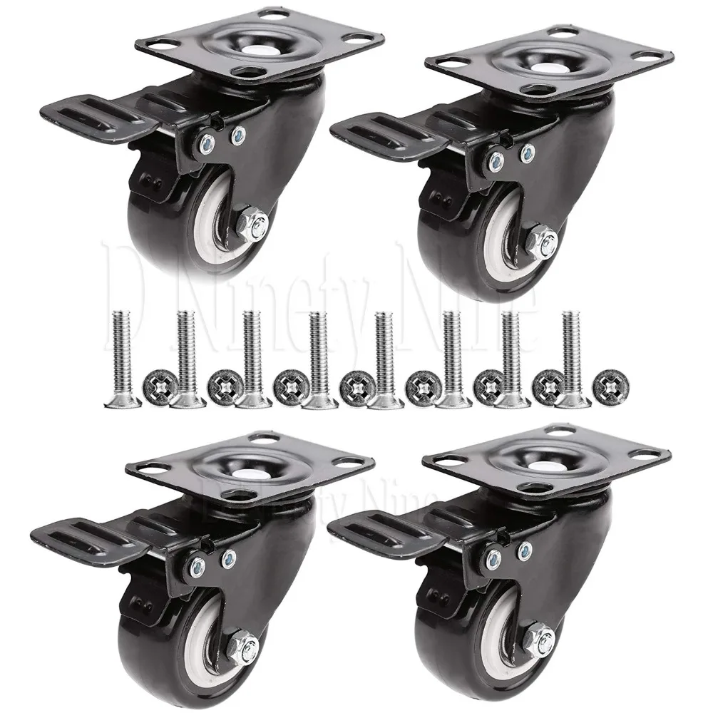 

2" Swivel Caster wheels - Heavy Duty 360 Degree Rotation Brake Bearing 600 lbs Capacity PU Rubber Mute No Noise,Set of 4