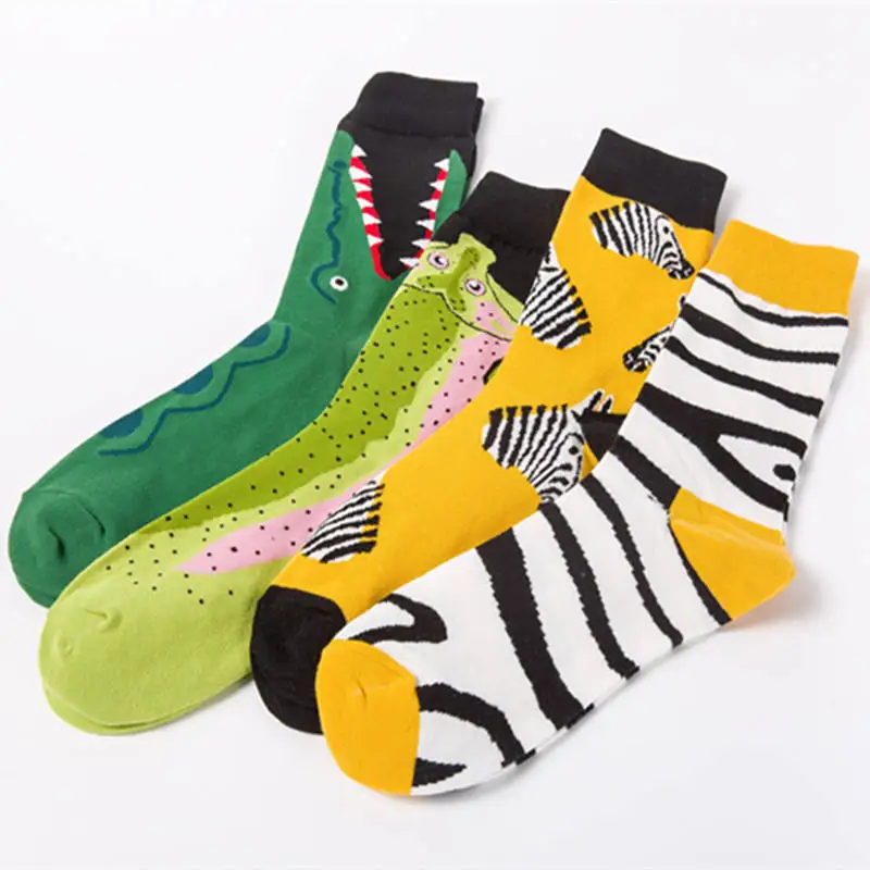 High quality cotton men's socks fashion colorful breathable sock animal series happy socks casual couple's long sock 4 pairs/lot