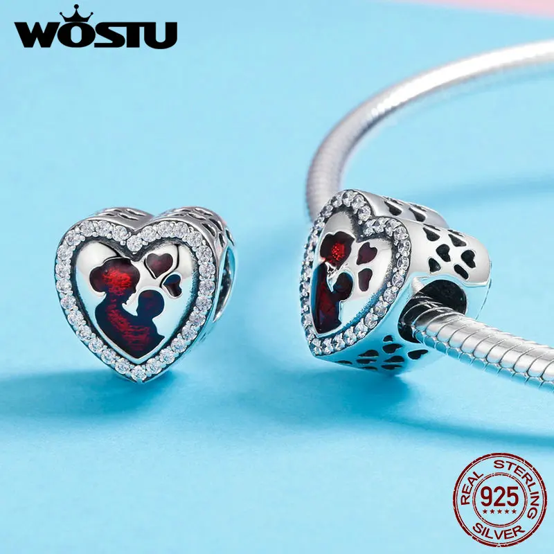 WOSTU Hot Sale 100% 925 Sterling Silver Best Love For MOM Charm fit Bead Bracelet DIY Jewelry Birthday Gift For Mother DXC634