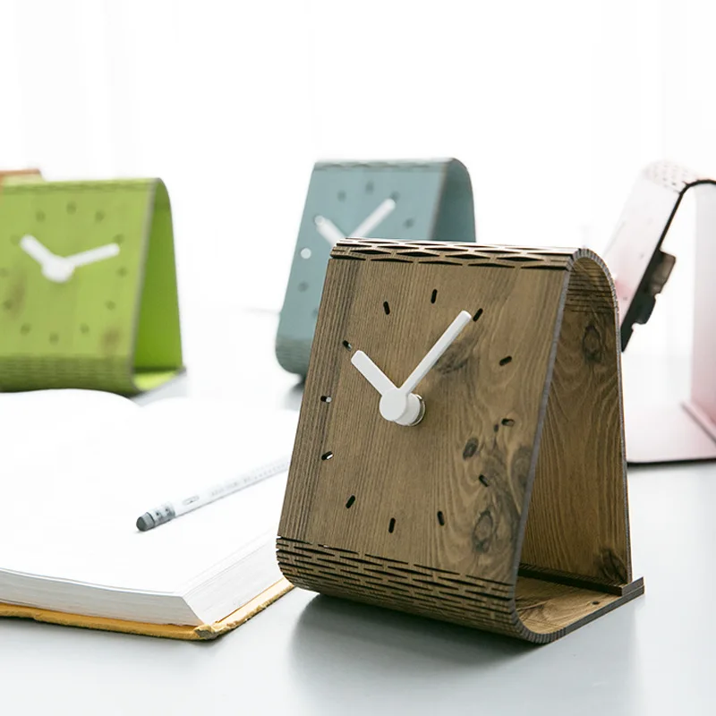 Creative Wooden Table Clock Modern Design Bedroom Decoration Desk
