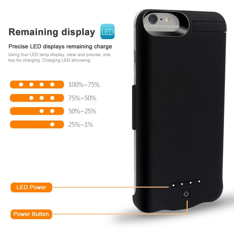 2019 KHP 5000  8000 mAh Battery Charger Case For iPhone 6 6s Plus Battery Charger Cases External Battery Pack Backup Power Bank (1)