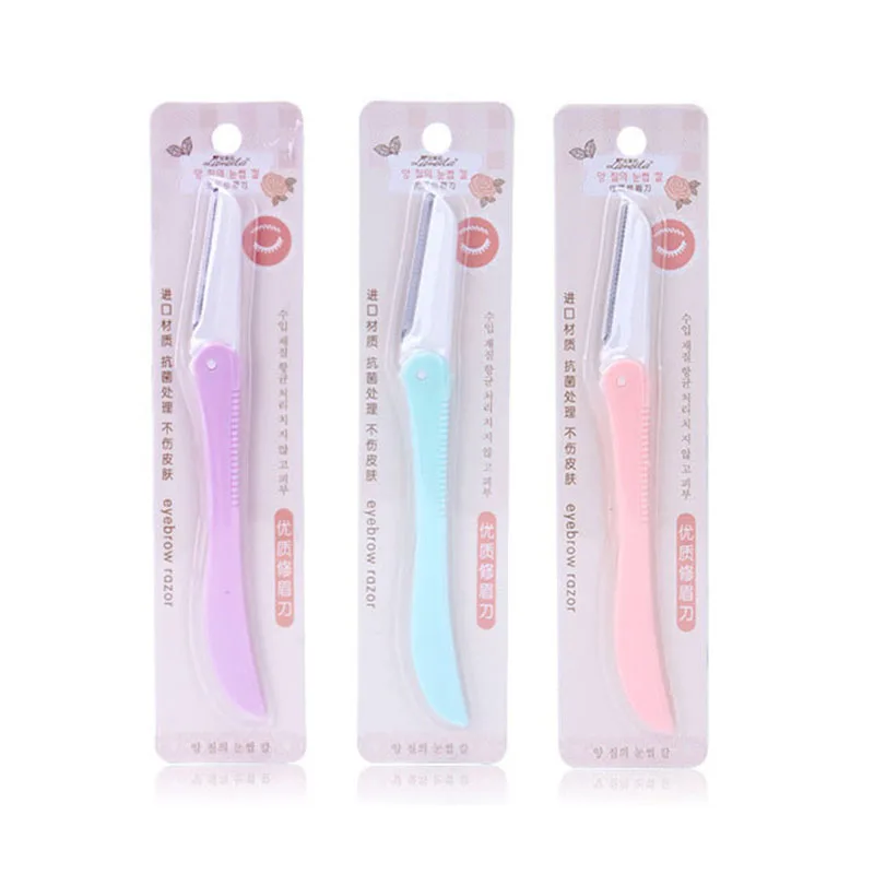 

Folding single eyebrow knife stainless steel blade sharp eyebrow knife with protection net eye brow shaper