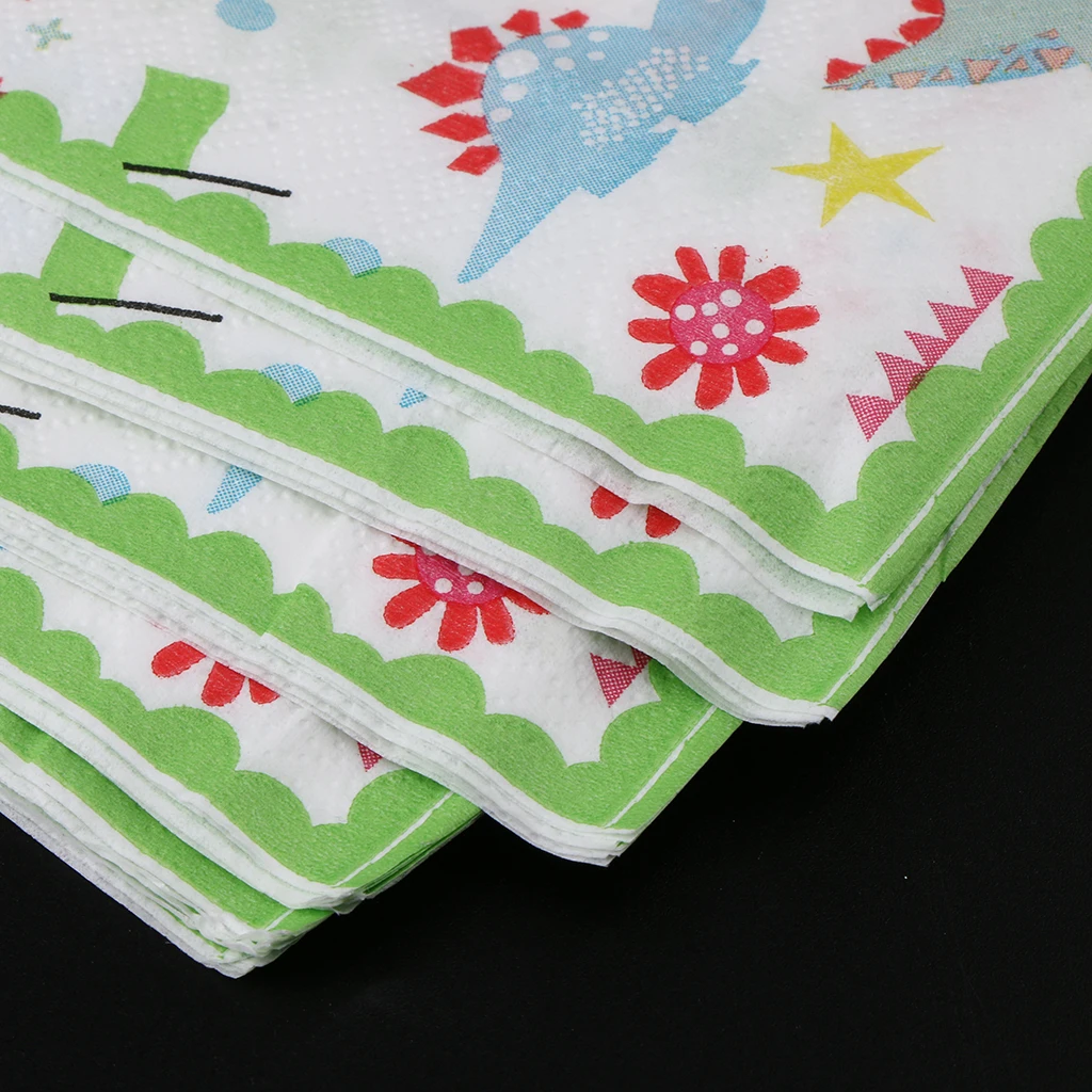 20 Pieces Lovely Cartoon Dinosaurs Napkin Birthday Party Table Decoration Kids Favorite DIY Paper Ornament 