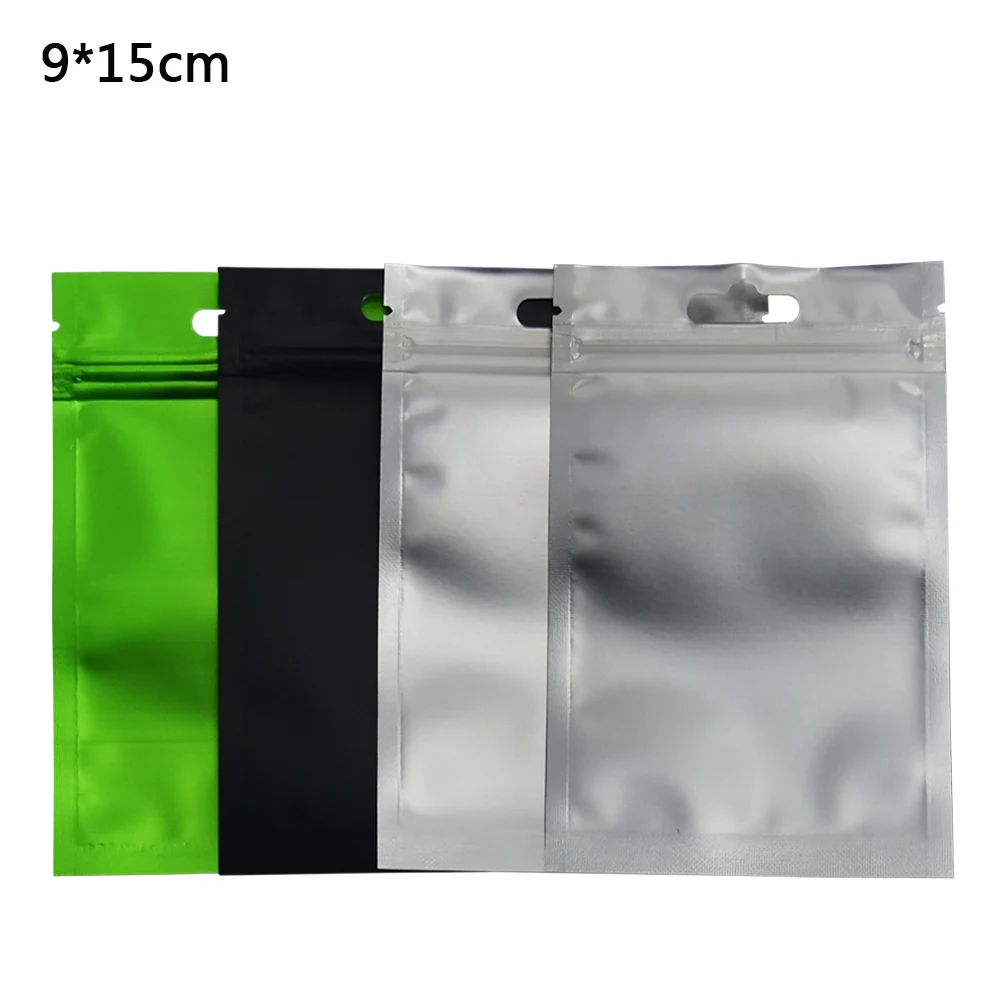 

100pcs/lot 9*15cm Aluminum Foil Front Matte Clear Resealable Valve Zipper Plastic Bag Retail Packaging Bag Ziplock Storage Bag