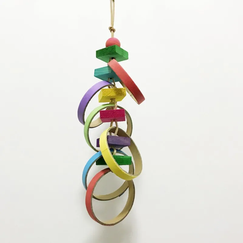 Bird Chew Rings Bites Toy Rattan Hoop Ring Toys Cage Wooden String