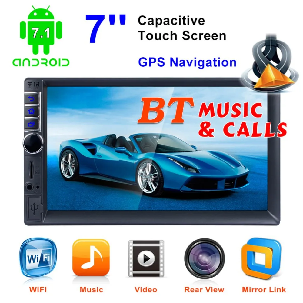 " двойной 2Din четырехъядерный Android 7,1 автомобильный MP5 плеер Радио Стерео gps Nav wifi USB