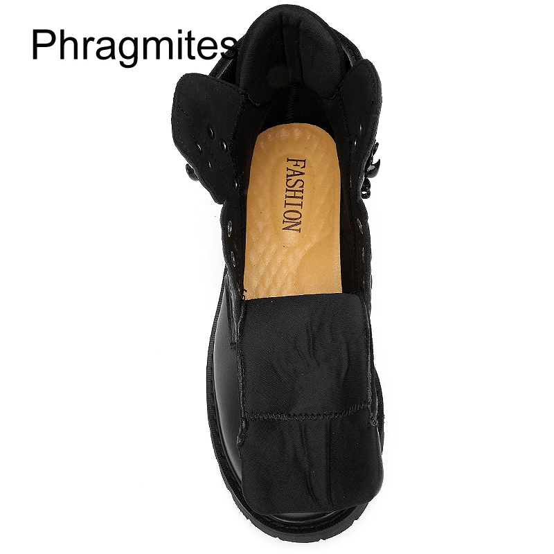 Phragmites Simple Designer wool men boots plus size Riding Boots Four Season Male Leather Botas Winter Snow Botas Hombre Shoes