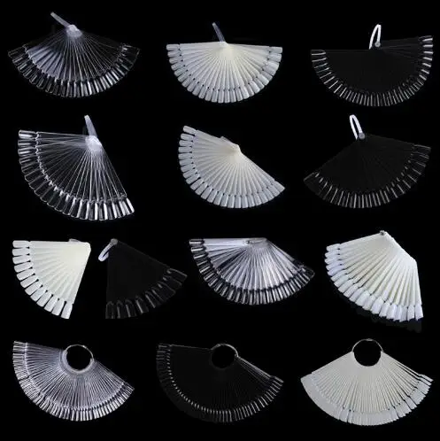 

1Set False Nail Tips Nature Clear Black Fan Finger Full Card Nail Art Display Practice Acrylic UV Gel Polish Tool Manicure