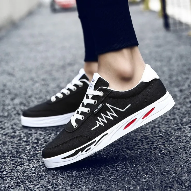 

Low Top Men Casual Summer Autumn Shoes Canvas Lace Up Breathable Comfortable Flat Platform 2019 New Walking Fashion Shoes