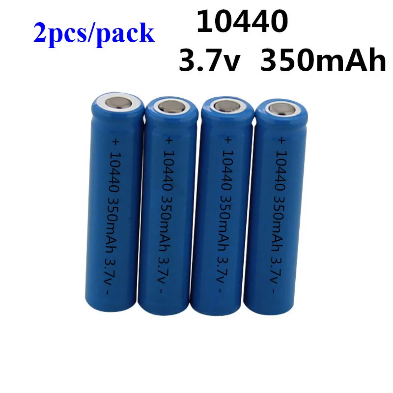 

free shipping for 2pcs 3.7V 10440 Li-ion battery 350mAh AAA Rechargeable Battery with flat top for Power tools/Flashlight/e cig