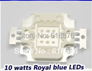 

Free shipping 5pcs 10W high power Royal Blue LED 440nm-450nm For Aquarium light & plant 45mil chip