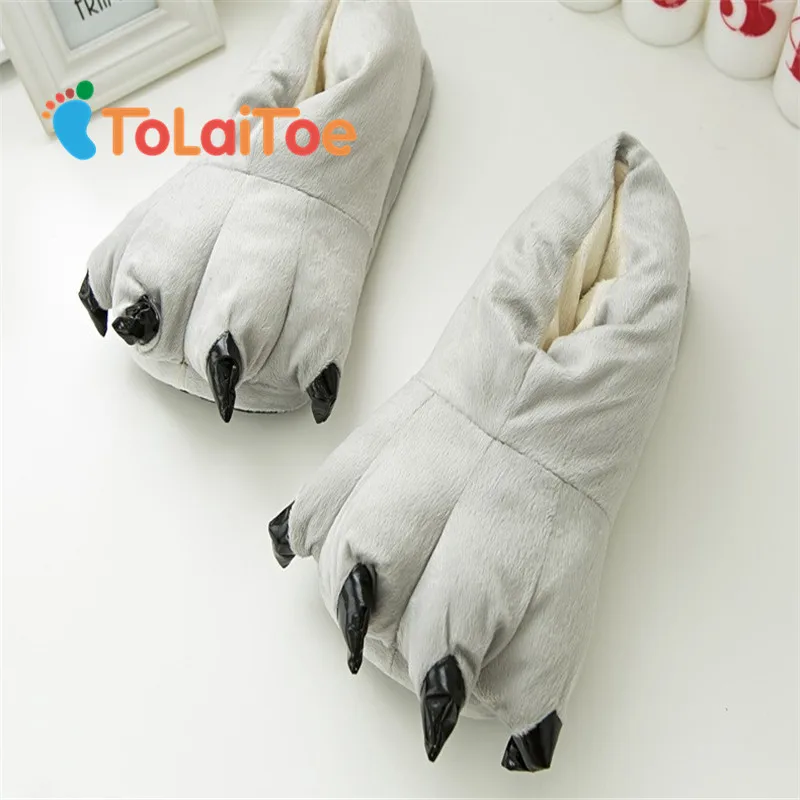 ToLaiToe free shipping Autumn and winter super soft coral velvet paw shoe Stitch plush dinosaur explosion models cotton slippers