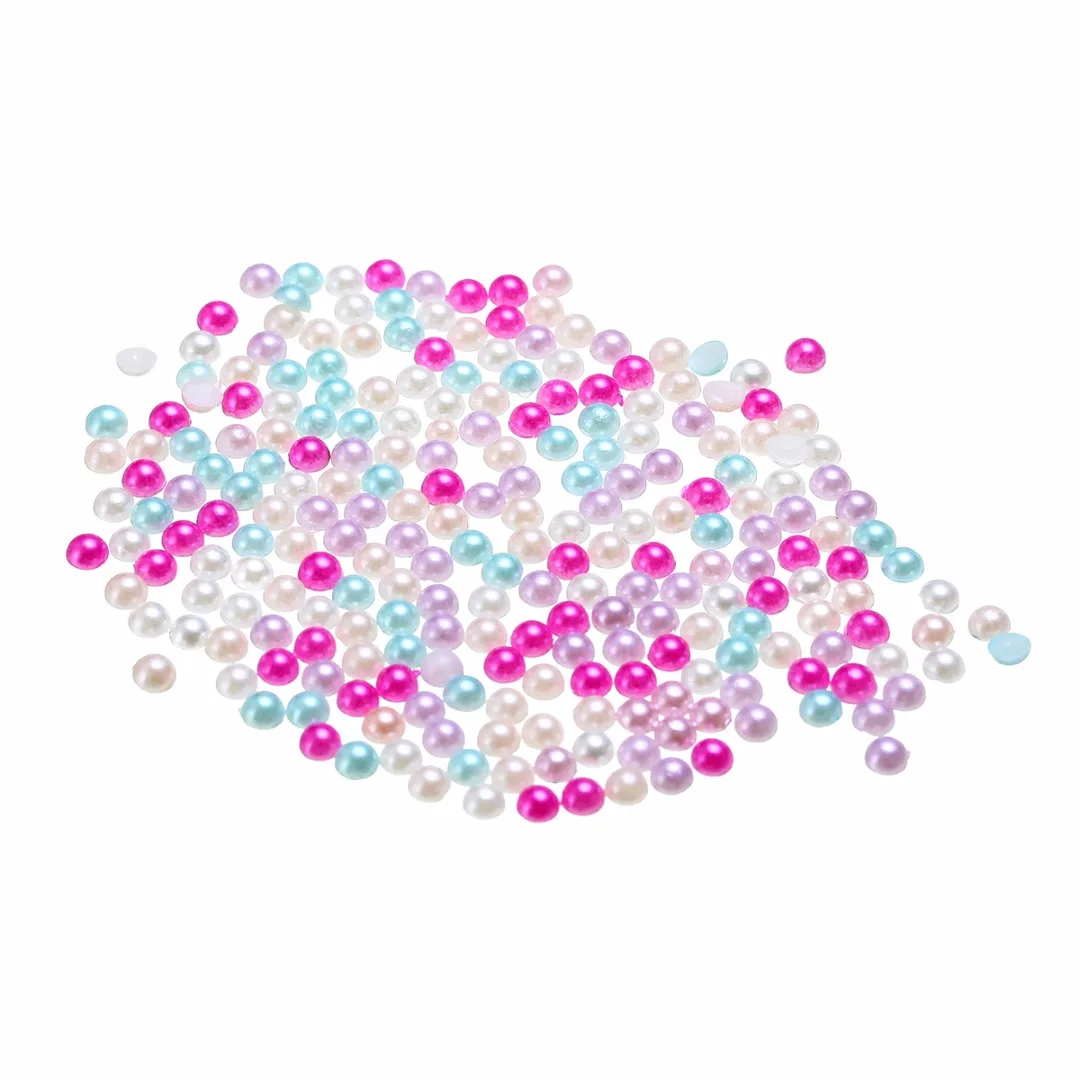 3000pcs/Set Colorful Imitation Pearls 4mm Half Round Beads Flat-bottomed DIY Ornament for Decorating Scrapbook Craft Dolls