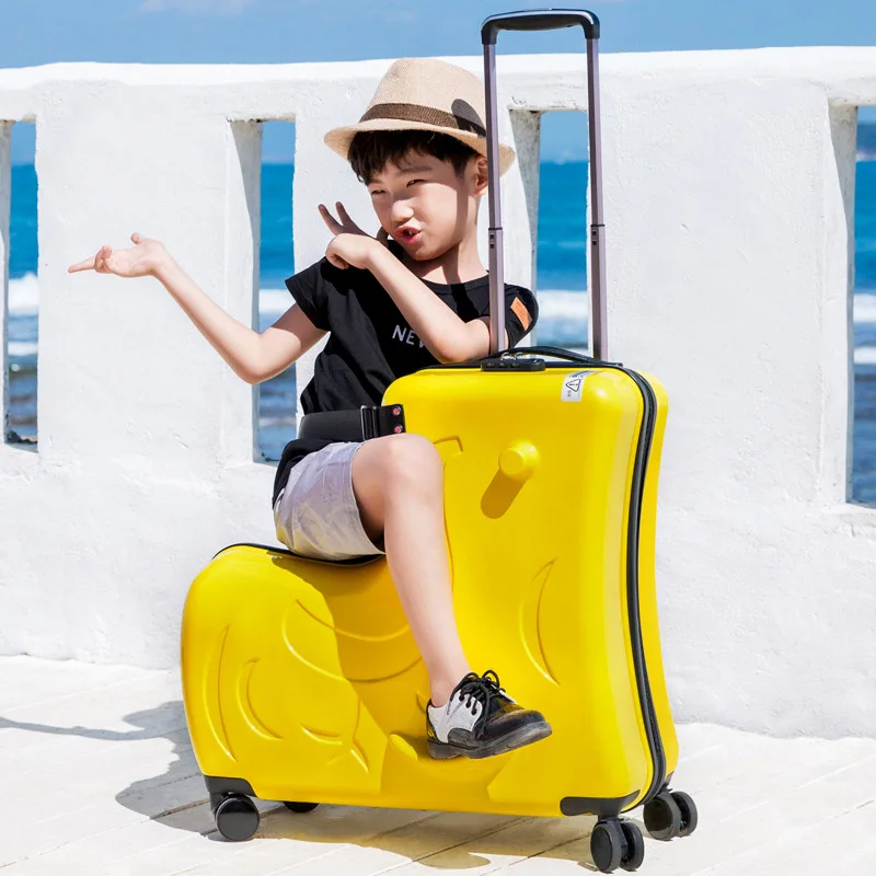 Spinner Luggage Cute Pony Travel Suitcase for Children Can Sit and Ride Spinner Rolling Luggage Multifunction Schoolbag with Wheels Travel Bag spinner luggage