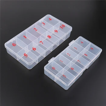 Skup 10/11 Komórek Sztuczne Tipsy Box Schowek Akrylowy Case Naturalne Przezroczyste Plastikowe Fałszywe Tipsy Case Narzędzie Do Manicure