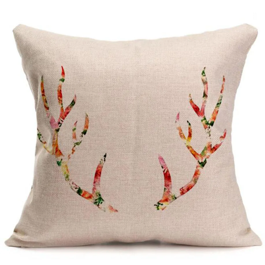 Ouneed 2018 Deer Pattern Linen Creative Decorative Cushion Cover 45cm