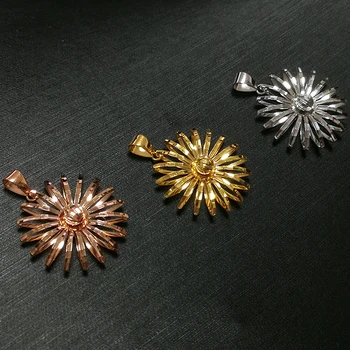 

New Arrival Solid AU750 Rose Gold Necklace Pendant Women SunFlower Pendant