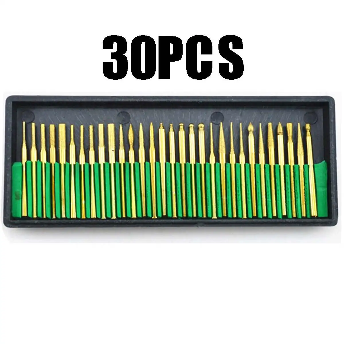  30pcs/set Titanium-plated Diamond Grinding Head Assorted Diamond Grinding Needle Files Set for Grin