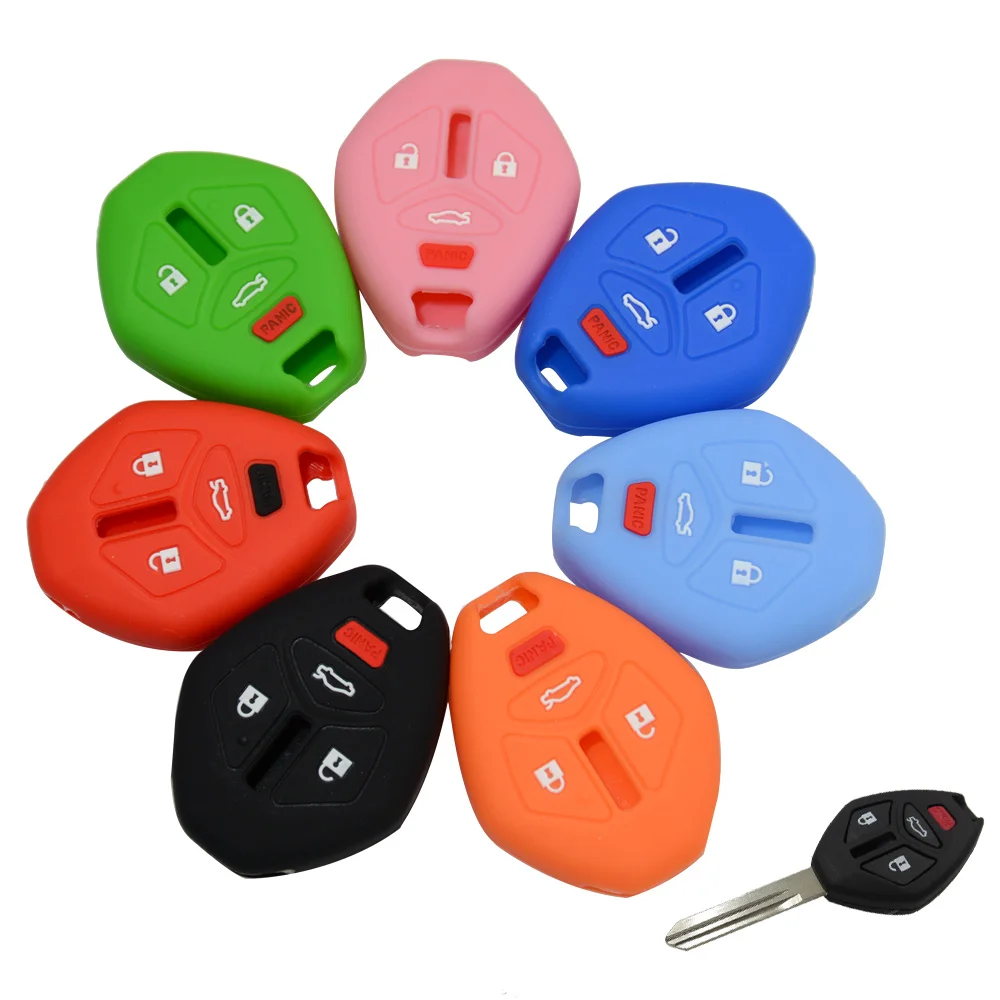 Universal 1x Silicone 3+1 Buttons Remote Key Fob Shell Case Pad For Mitsubishi 