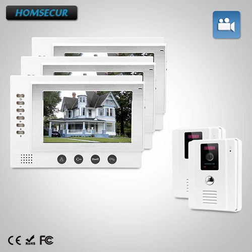 HOMSECUR 7 "Свободные Руки Видеодомофон Система + Двухсторонний Интерком: TC011-W + TM701R-W