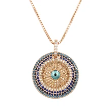 WEIMANJINGDIAN – collier en zircone cubique, Micro pavé rond en Zircon CZ, pendentif mauvais œil pour femmes ou fête