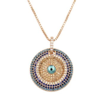 

WEIMANJINGDIAN New Arrival Cubic Zirconia Micro Pave Round CZ Zircon Evil Eye Pendant Necklace for Women or Party