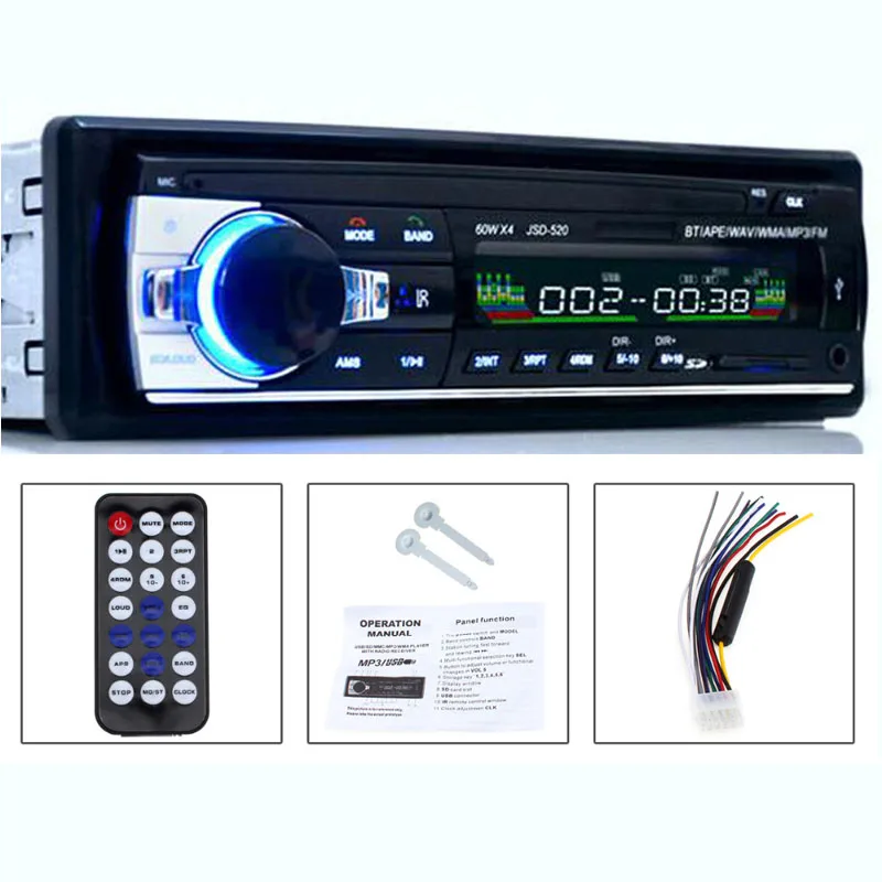 KANOR Bluetooth Autoradio Car Stereo Radio FM Aux Input Receiver SD USB JSD-520 12V In-dash 1 din Car MP3 Multimedia Player