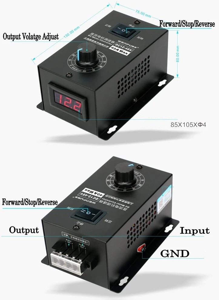 Цифровой дисплей обратного хода 0~ Регулируемый DC 12-48V 40A контроллер скорости двигателя постоянного тока ШИМ-Регулятор 12V 24V 48V Скорость er