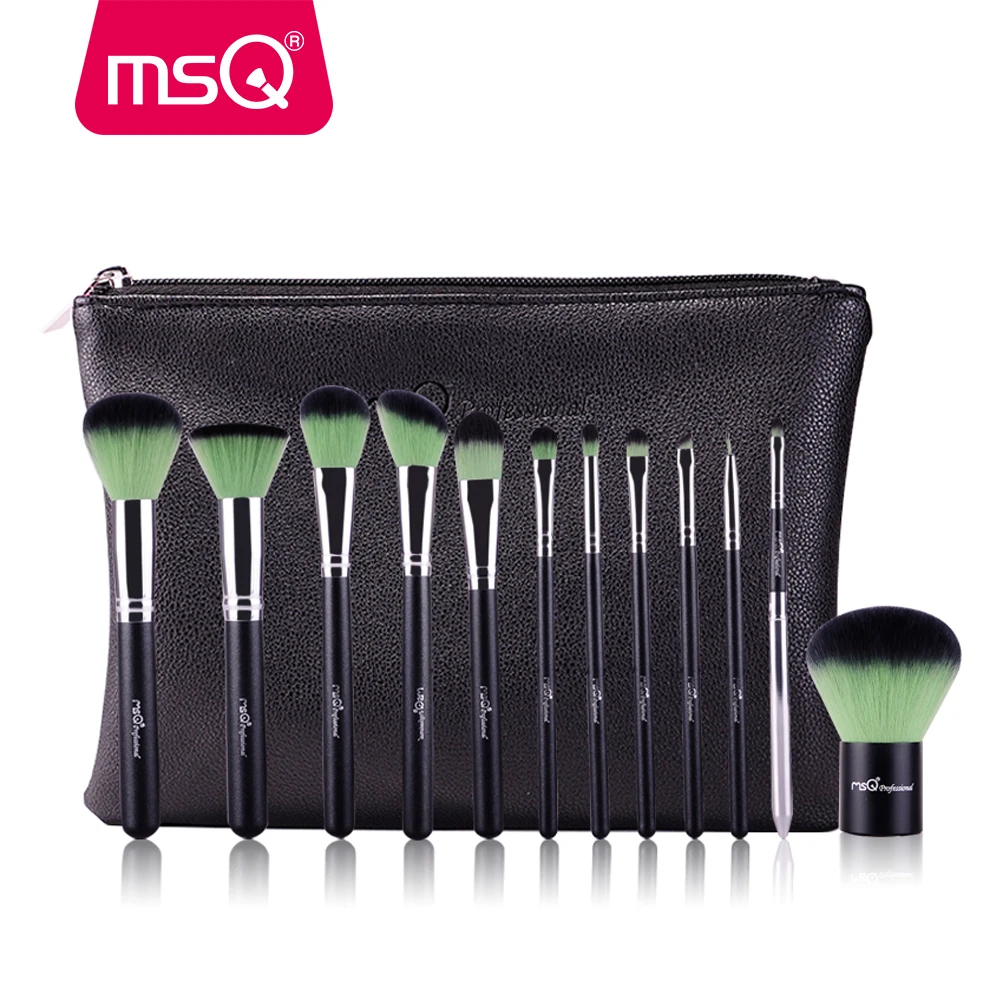

MSQ 12Pcs Makeup Brushes Set Powder Foundation Eyeshadow Make Up Brush Professional Cosmetics Beauty Tool With PU Leather Case