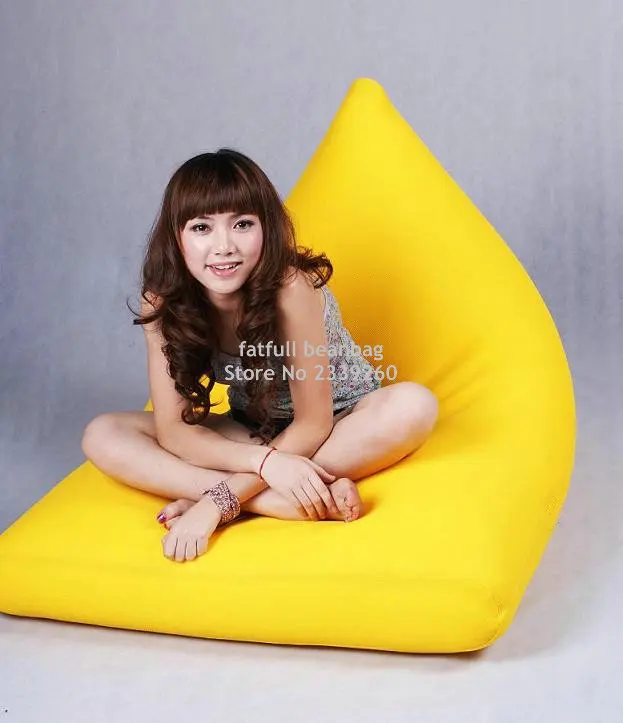 Чехол только нет наполнителя-бежевый Открытый водонепроницаемый мешок фасоли диван лежака со спинкой - Цвет: yellow