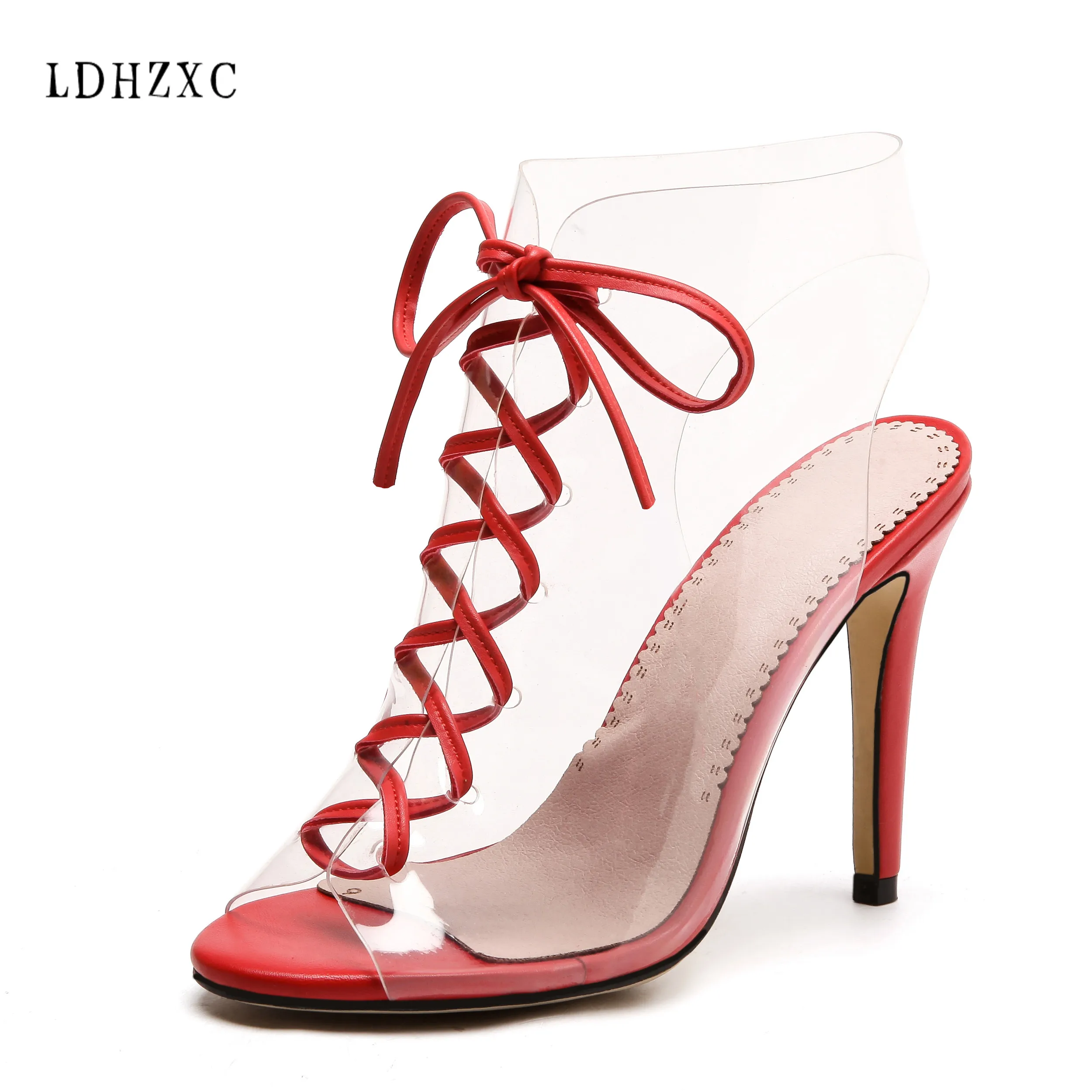 

LDHZXC Ankle Strap High Heels Sandals Women lace-up Women Summer Shoes Fashion Zapatos Mujer red green