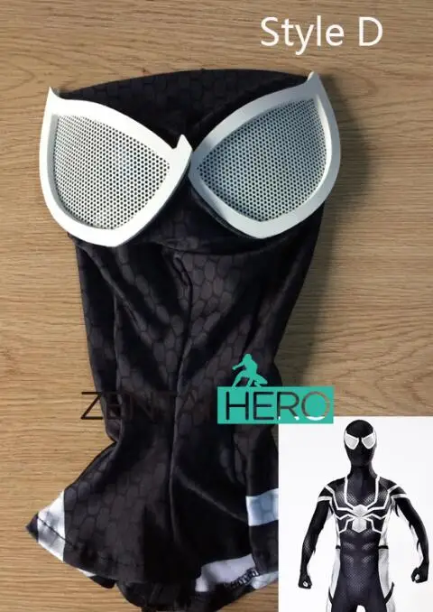 ZentaiHero новая 3D печать Человек-паук Маска Хэллоуин лайкра спандекс супергерой zentai красный человек-паук капюшон с контактные линзы для глаз MK-11 - Цвет: D