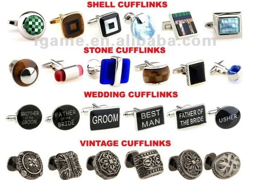1 pair Brass Cufflinks For Business Men Silver color