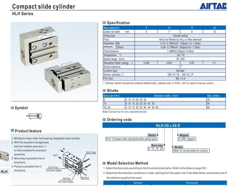 HLH10 * 40 s HLH10 * 50 s HLH10 * 60 s Airtac компактный слайд цилиндра пневматические компоненты, есть запас