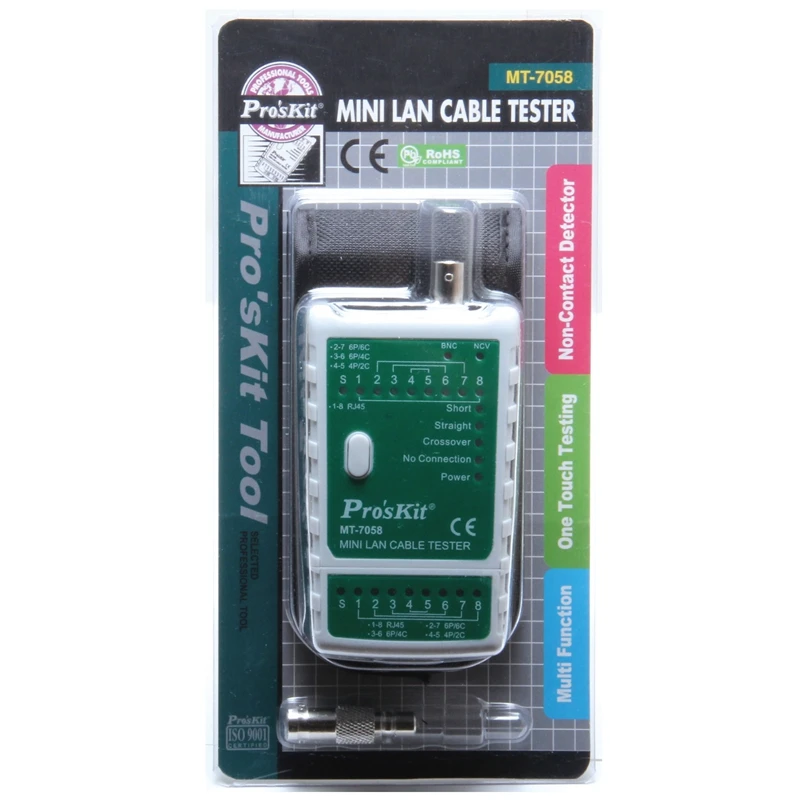 Тестер кабеля Pro'sKit MT 7058 Mini BNC Многофункциональный сетевой тестер беспроводной