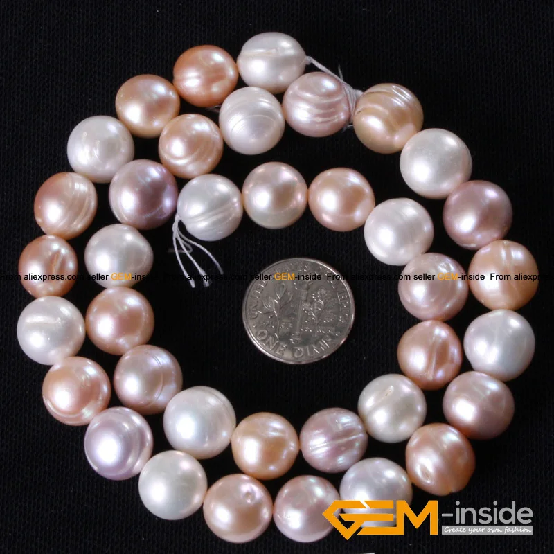 Pearl:11-12mm Round Genuine Freshwater Pearl Beads Strand 15
