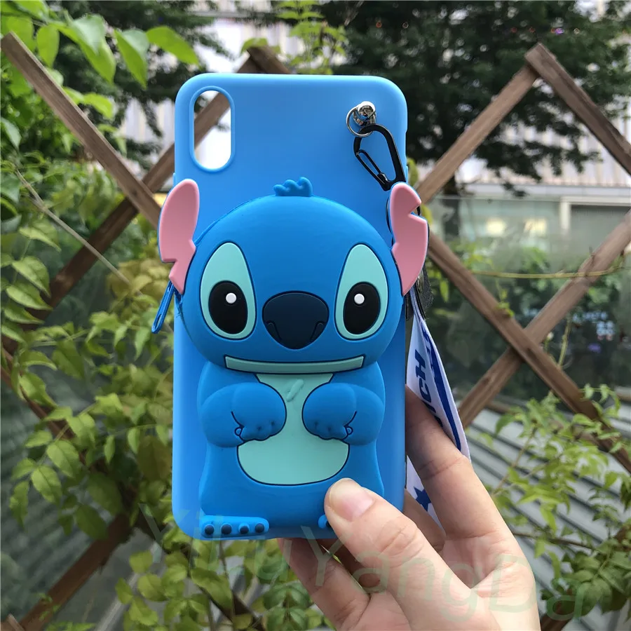 Stitch Minnie Cartoon Zipper Wallet Phone Case for Samsung Galaxy J4 J6 J8 A6 A7 A8 Plus A9 A9s A8s J2 Pro J4 A2 Core Cover