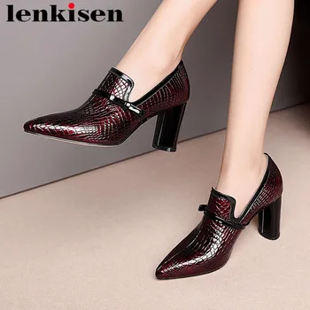 

2019 new arrival retro oxford pointed toe high heels slip on british style office lady shallow pumps european style pumps L87