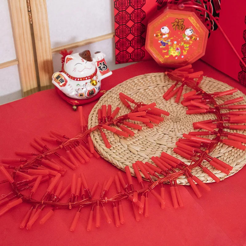 

LED electronic firecrackers lights up the indoor decoration of Spring Festival firecrackers