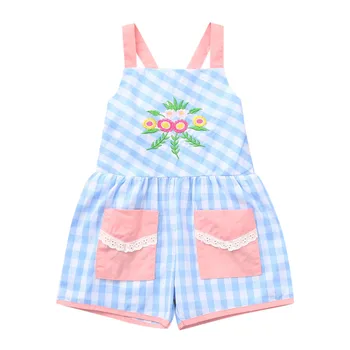 

Girls Summer Princess Dress Fashion Lovely Condole Personality Belt Flowers Plaid Casual Princess Bodysuit Clothes vestidos