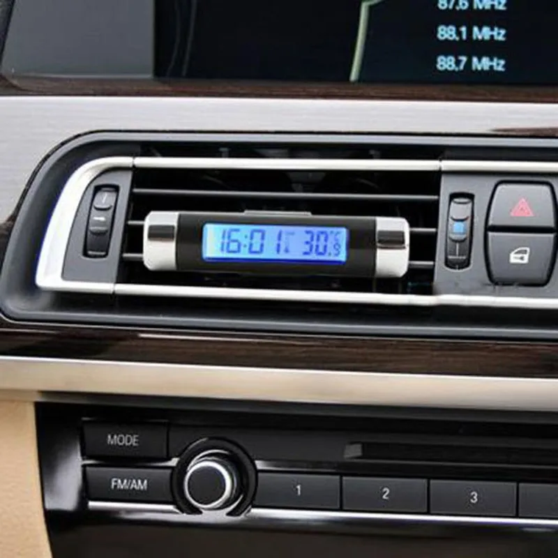

Car Automobile Clock LCD Digital Thermometer Display Clock LED Backlight Ornaments Blue LCD Display Voiture Auto Car accessories