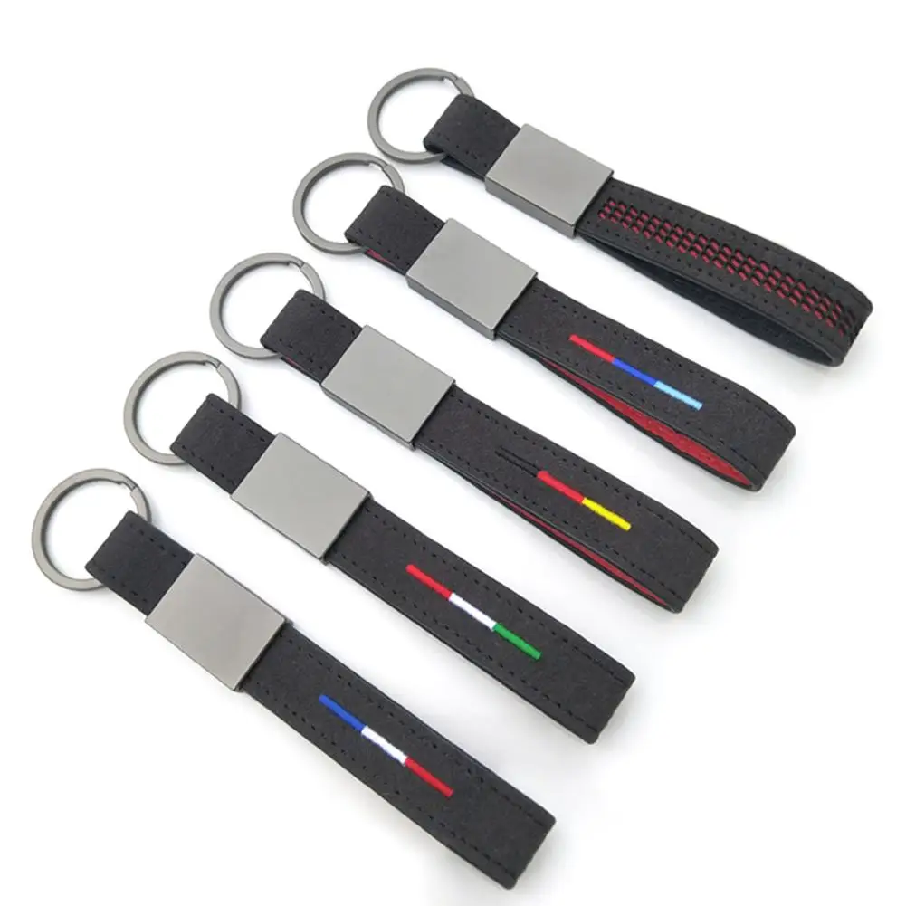 

100% Brand New And High Quality Tricolor Flag Car Alloy Sueded Buckskin Keychain
