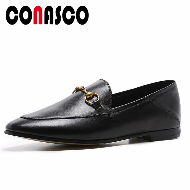 CONASCO 2019 Fashion Women Casual Flats Shoes Genuine Leather Flats Loafers Shoes Woman Slip On Boat Shoes Ladies Buckles Flats CONASCO 2019 Fashion Women Casual Flats Shoes Genuine Leather Flats Loafers Shoes Woman Slip On Boat Shoes Ladies Buckles Flats
