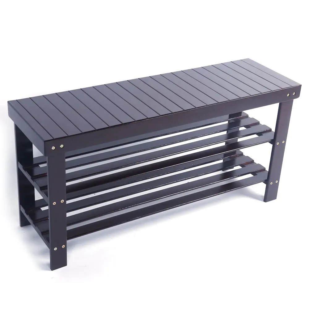

3 Tier Bamboo Shoe Rack Bench Storage Shelf Organizer Entryway Home Furniture US